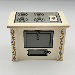 Vintage West German Dollhouse Doll Furniture Wood Stove Hand Painted